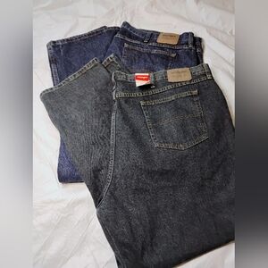 LOT 2 Authentic Wrangler Relaxed Fit Jeans SZ 50 Dark Wash Denim Pants Big Tall